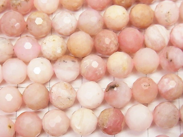 [Video] High Quality! Pink Opal AA+ 128Faceted Round 8mm half or 1strand beads (aprx.15inch / 37cm)