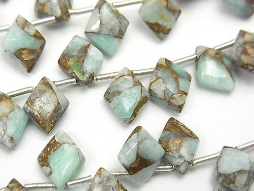 Copper Turquoise & Amazonite, Diamond Gemstone Beads