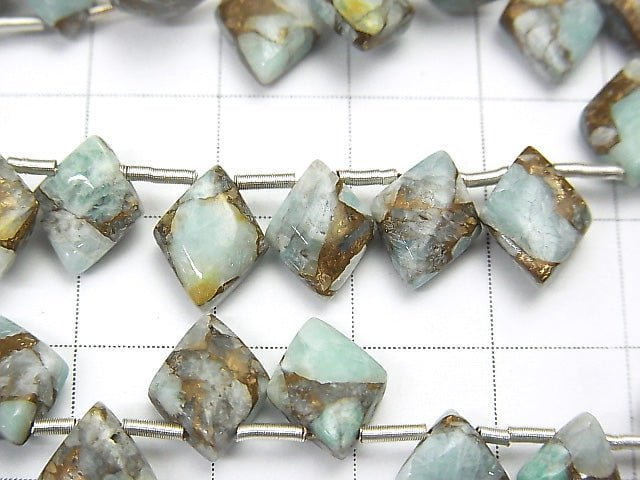 [Video] Copper Amazonite AAA Diamond 10x8mm half or 1strand (22pcs )