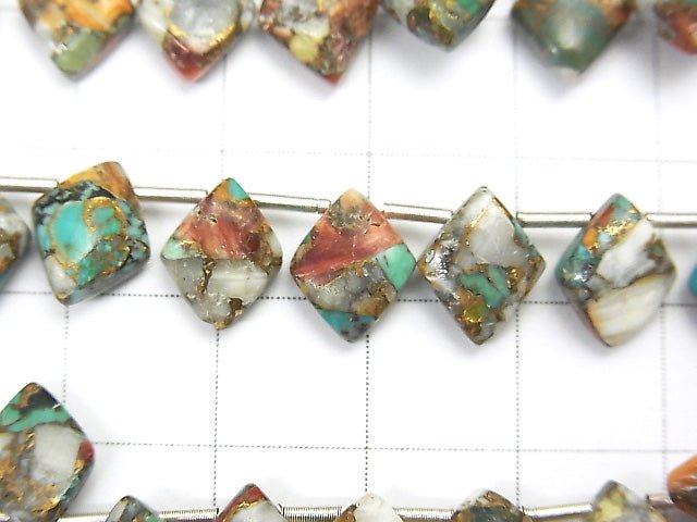 [Video] Oyster Copper Turquoise Diamond 10x8mm half or 1strand (22pcs)