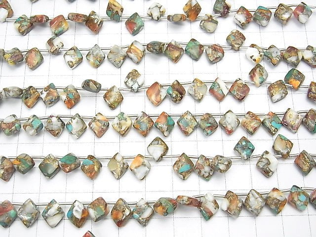 [Video] Oyster Copper Turquoise Diamond 10x8mm half or 1strand (22pcs)