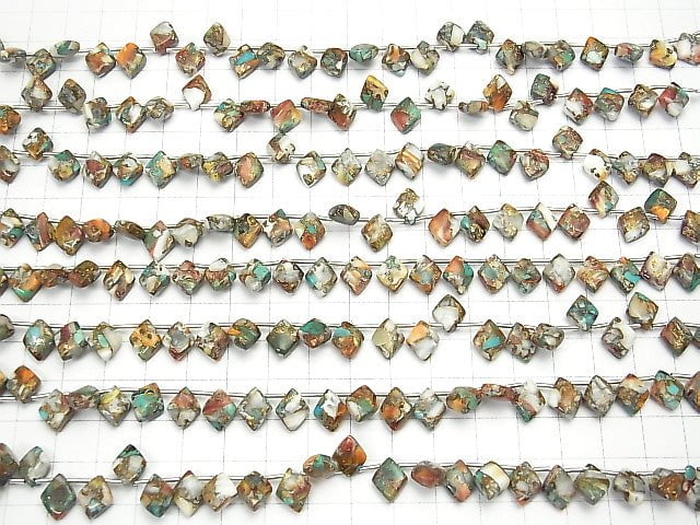 [Video] Oyster Copper Turquoise Diamond 10x8mm half or 1strand (22pcs)