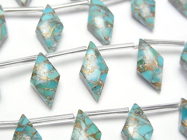 [Video] Blue Copper Turquoise AAA Diamond 17x8mm half or 1strand (8pcs)