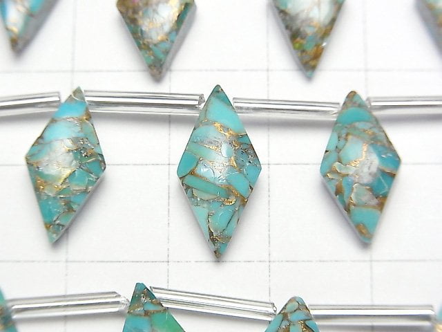 [Video]Blue Copper Turquoise AAA Diamond 17x8mm half or 1strand (8pcs)