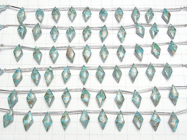 [Video]Blue Copper Turquoise AAA Diamond 17x8mm half or 1strand (8pcs)