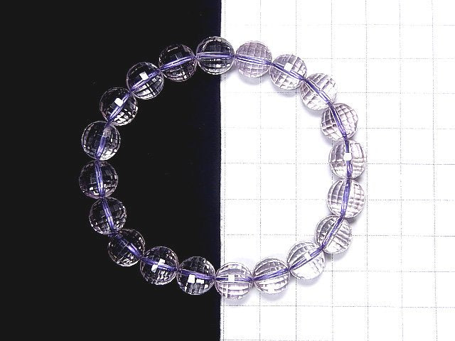 [Video] [One of a kind] High Quality Ametrine AAA- Mirror Faceted Round 9mm Bracelet NO.75