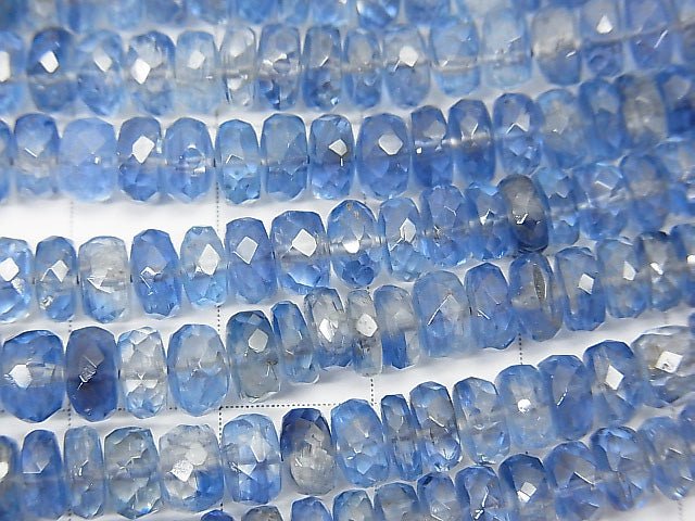 [Video] High Quality Kyanite AAA Faceted Button Roundel  half or 1strand beads (aprx.15inch/38cm)