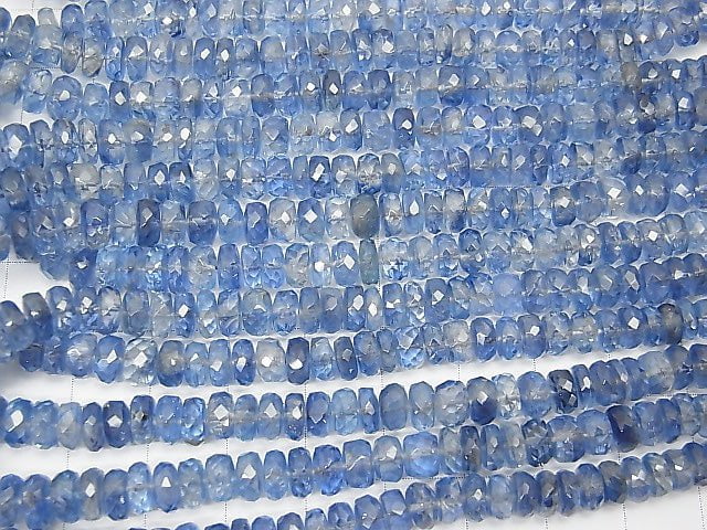 [Video] High Quality Kyanite AAA Faceted Button Roundel  half or 1strand beads (aprx.15inch/38cm)