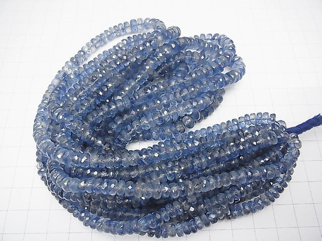 [Video] High Quality Kyanite AAA Faceted Button Roundel  half or 1strand beads (aprx.15inch/38cm)