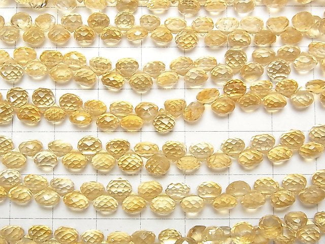 [Video] High Quality Citrine AAA- Onion  Faceted Briolette  half or 1strand beads (aprx.6inch/16cm)