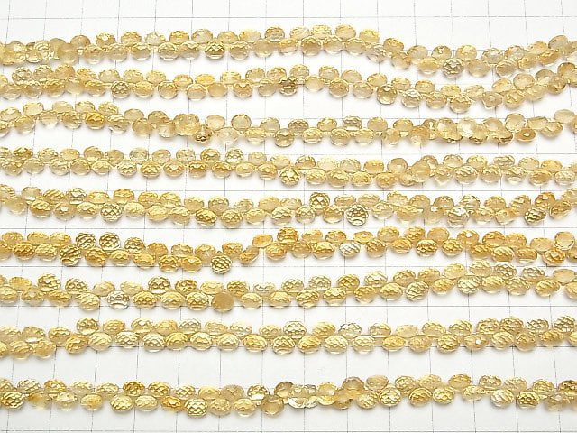 [Video] High Quality Citrine AAA- Onion  Faceted Briolette  half or 1strand beads (aprx.6inch/16cm)