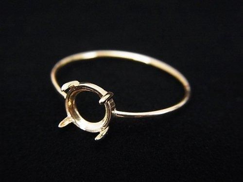 [K10 Yellow Gold] Ring Frame (Prong Setting) Round Cabochon 6mm 1pc [Japan]