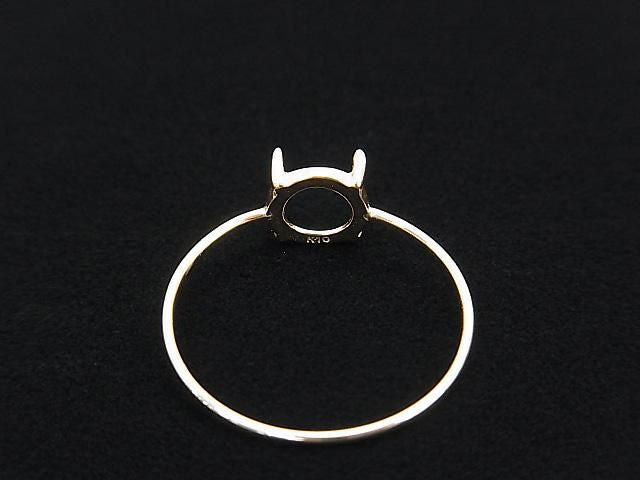 [K10 Yellow Gold] Ring Frame (Prong Setting) Round Cabochon 6mm 1pc [Japan]