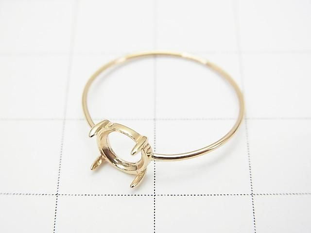 [K10 Yellow Gold] Ring Frame (Prong Setting) Round Cabochon 6mm 1pc [Japan]