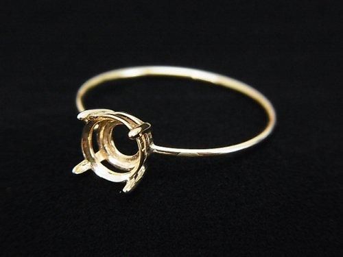 [K10 Yellow Gold] Ring Frame (Prong Setting) for Round Faceted 6mm Rings 1pc [Japan]