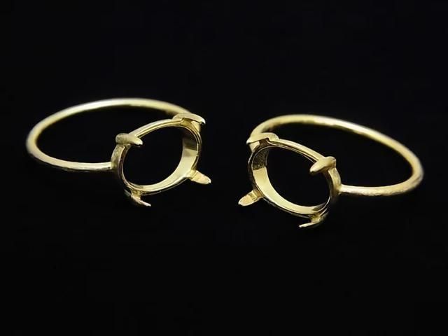[Video] Silver925 Ring Frame (Prong Setting) Horizontal Oval 10x8mm Hairline 18KGP 1pc