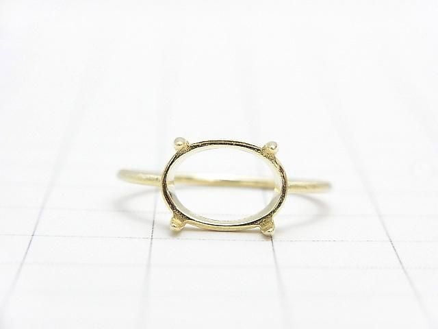 [Video] Silver925 Ring Frame (Prong Setting) Horizontal Oval 10x8mm Hairline 18KGP 1pc