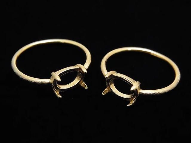 [Video] Silver925 Ring Frame (Prong Setting) Sideways Oval 8x6mm Hairline 18KGP 1pc