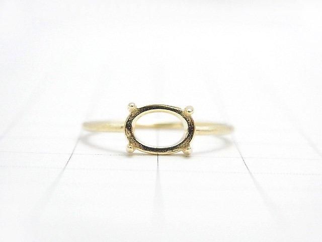 [Video]Silver925 Ring Frame (Prong Setting) Horizontal Oval 8x6mm Hairline 18KGP 1pc