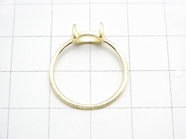 [Video]Silver925 Ring Frame (Prong Setting) Horizontal Oval 8x6mm Hairline 18KGP 1pc