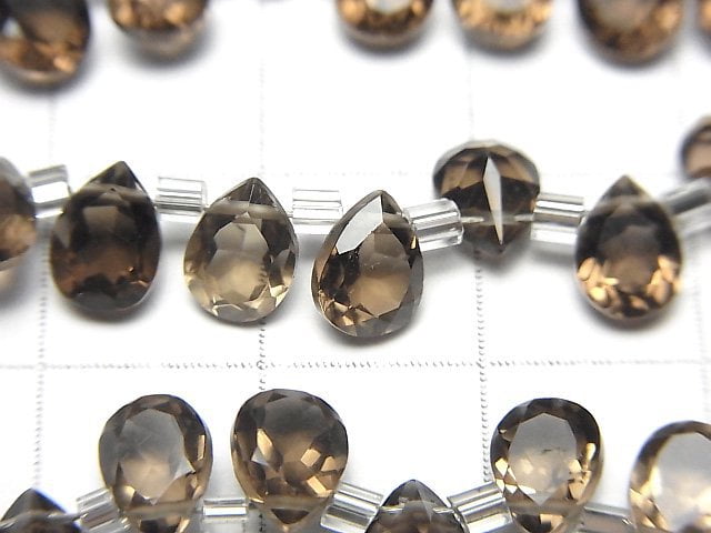 [Video] High Quality Smoky Quartz AAA Pear shape Faceted 7x5mm half or 1strand (28pcs )