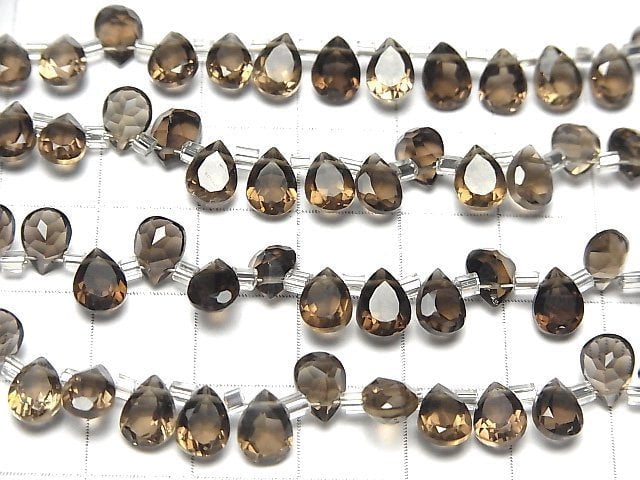 [Video] High Quality Smoky Quartz AAA Pear shape Faceted 7x5mm half or 1strand (28pcs )