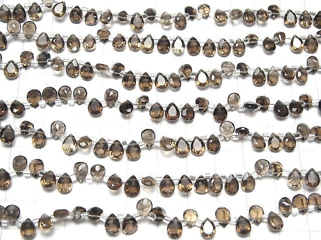 [Video] High Quality Smoky Quartz AAA Pear shape Faceted 7x5mm half or 1strand (28pcs )