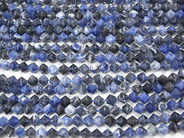 [Video] High Quality!  Sodalite AA+ Faceted Button Roundel 6x6x5.5mm 1strand beads (aprx.15inch/38cm)