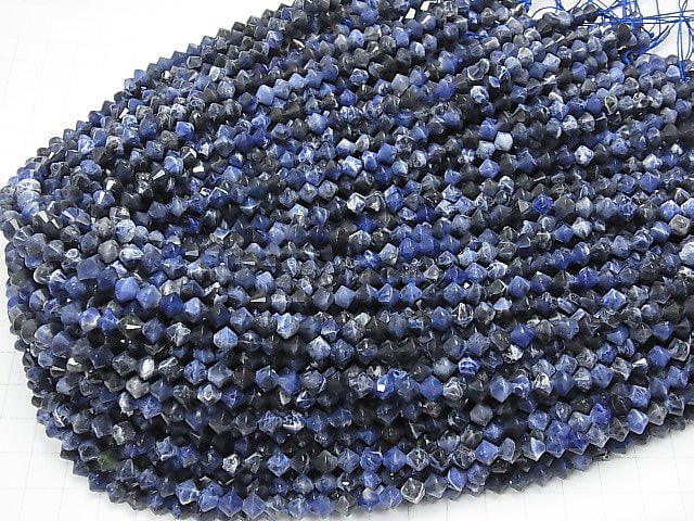 [Video] High Quality!  Sodalite AA+ Faceted Button Roundel 6x6x5.5mm 1strand beads (aprx.15inch/38cm)