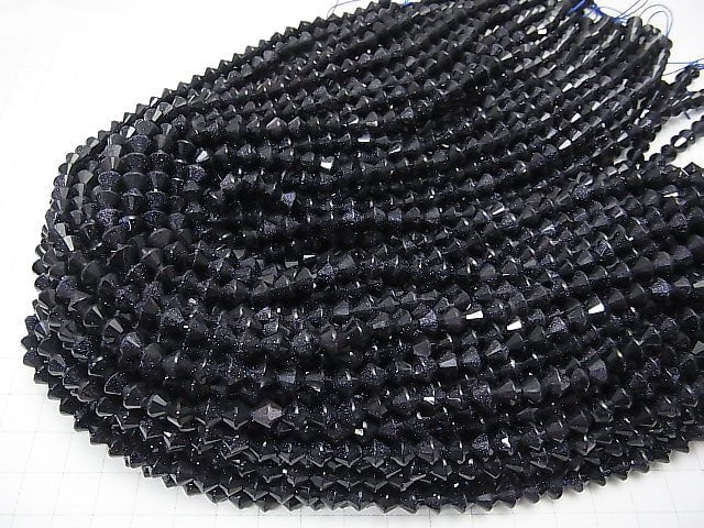 High Quality!  1strand $6.79! Blue Golden Sand Stone  Faceted Button Rondelle 6x6x5.5mm 1strand beads (aprx.15inch/38cm)