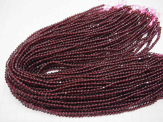 [Video] High Quality Garnet AAA Faceted Button Roundel 4x4x3mm 1strand beads (aprx.15inch/38cm)