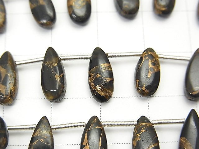 [Video] 1strand $24.99! Copper Obsidian AAA Pear shape (Smooth) 12x5mm 1strand (14pcs )