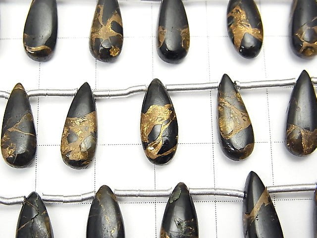 [Video] 1strand $24.99! Copper Obsidian AAA Pear shape (Smooth) 15x6mm 1strand (9pcs )