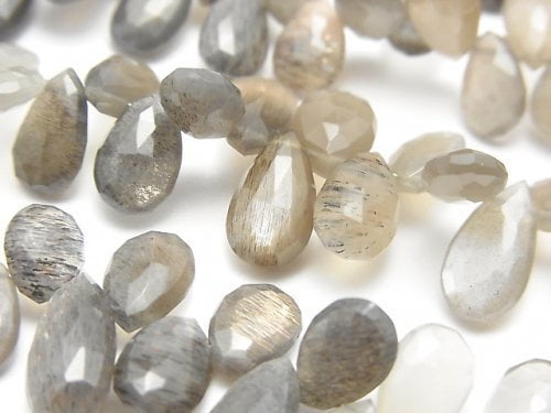 Faceted Briolette, Moonstone, Pear Shape Gemstone Beads