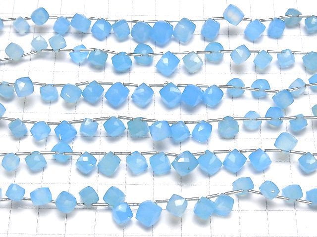 [Video] High Quality Blue Chalcedony AAA Dice Shape 1strand beads (aprx.6inch / 16cm)