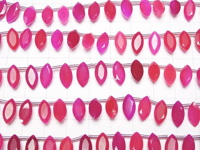 1strand $16.99! High Quality Fuchsia Pink Chalcedony AAA Marquise Faceted 12x6mm 1strand (18pcs).