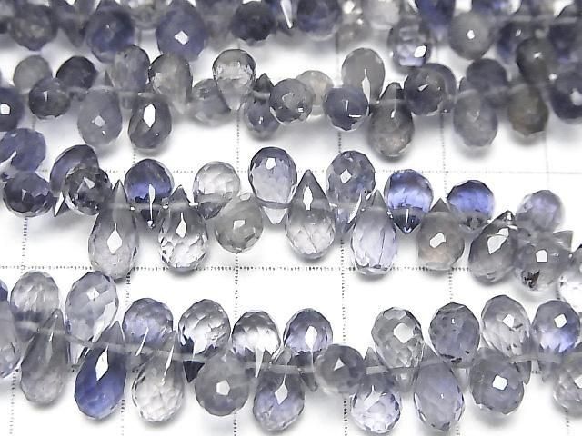 High Quality Iolite AAA Drop Faceted Briolette half or 1strand beads (aprx.7inch/18cm)