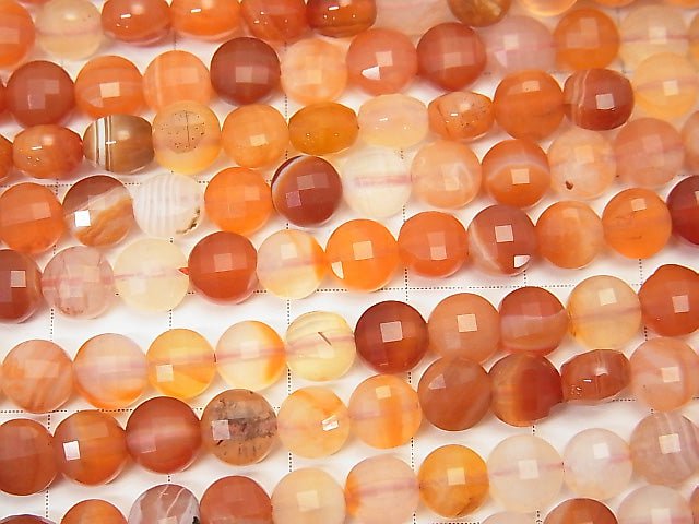 High Quality!  1strand $7.79! Carnelian ,Sardonyx AAA- Faceted Coin 6x6x4mm 1strand beads (aprx.15inch/37cm)