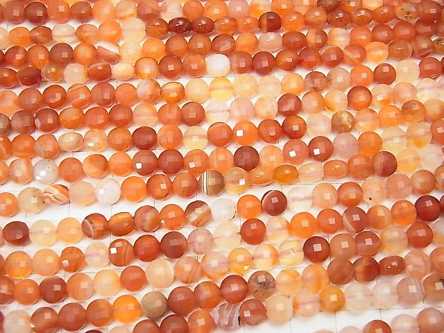 High Quality!  1strand $7.79! Carnelian ,Sardonyx AAA- Faceted Coin 6x6x4mm 1strand beads (aprx.15inch/37cm)