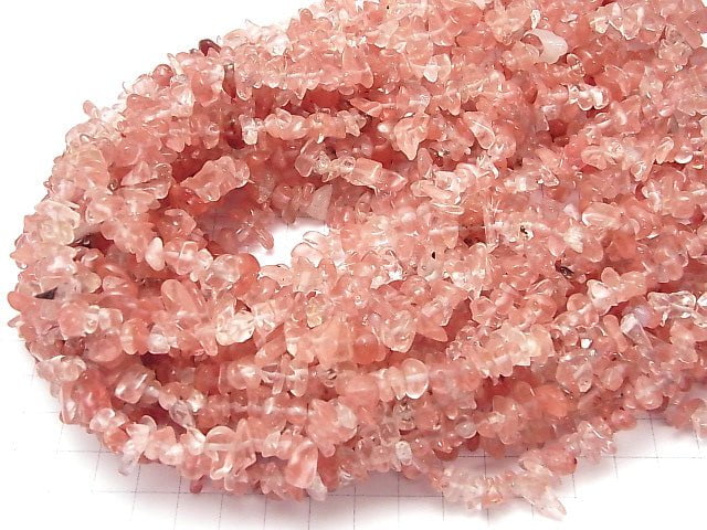 Cherry Quartz Glass  Chips (Small Nugget ) 1strand beads (aprx.32inch/80cm)