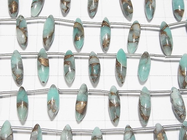 [Video] 1strand $19.99! Copper Amazonite AAA Marquise Rice (Smooth) 15x5x5mm 1strand (9pcs )