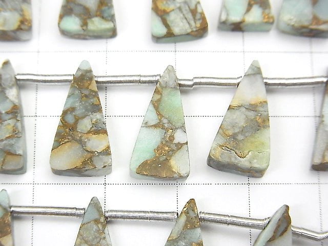 [Video] 1strand $24.99! Copper Amazonite AAA Flat  Flat Triangle 16x8mm 1strand (8pcs )