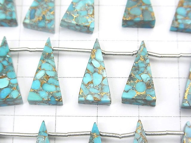 [Video] 1strand $29.99! Blue Copper Turquoise AAA Flat Flat Triangle 16x8mm 1strand (8pcs)