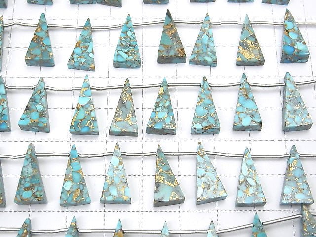 [Video] 1strand $29.99! Blue Copper Turquoise AAA Flat Flat Triangle 16x8mm 1strand (8pcs)