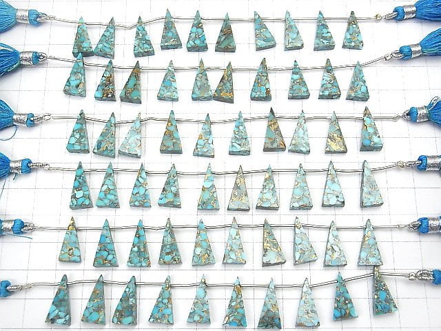 [Video] 1strand $29.99! Blue Copper Turquoise AAA Flat Flat Triangle 16x8mm 1strand (8pcs)