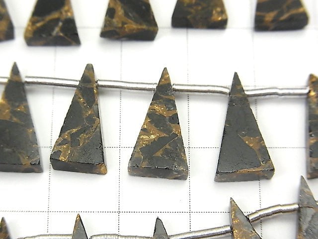 [Video] 1strand $24.99! Copper Obsidian AAA Flat  Flat Triangle 16x8mm 1strand (8pcs )