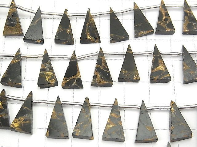 [Video] 1strand $24.99! Copper Obsidian AAA Flat  Flat Triangle 16x8mm 1strand (8pcs )