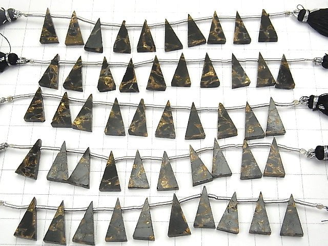 [Video] 1strand $24.99! Copper Obsidian AAA Flat  Flat Triangle 16x8mm 1strand (8pcs )