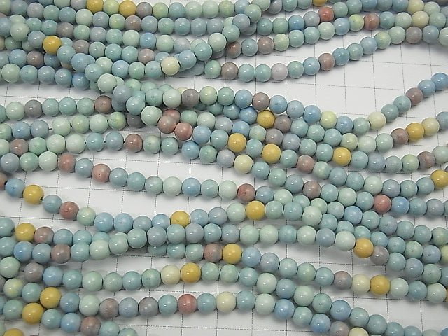 [Video] Pastel Color Ceramic Beads Round 6mm 1strand beads (aprx.15inch / 38cm)