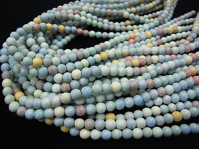 [Video] Pastel Color Ceramic Beads Round 6mm 1strand beads (aprx.15inch / 38cm)